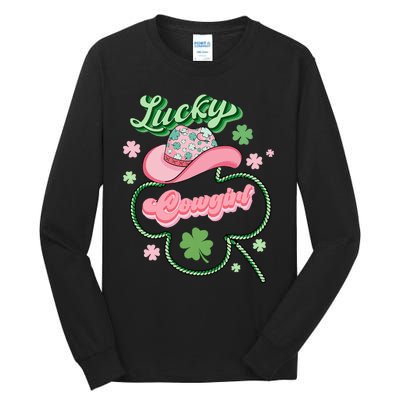 Lucky Cowgirl Western St Patricks Day Women Cowboy Hat Tall Long Sleeve T-Shirt