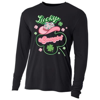 Lucky Cowgirl Western St Patricks Day Women Cowboy Hat Cooling Performance Long Sleeve Crew