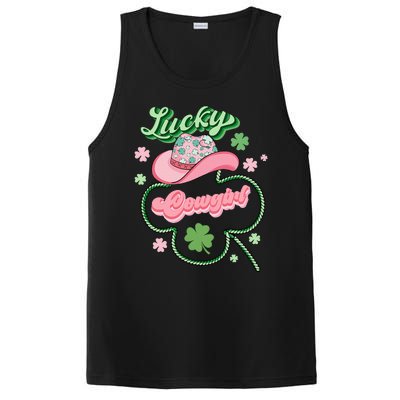 Lucky Cowgirl Western St Patricks Day Women Cowboy Hat PosiCharge Competitor Tank