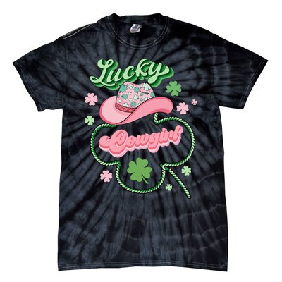 Lucky Cowgirl Western St Patricks Day Women Cowboy Hat Tie-Dye T-Shirt