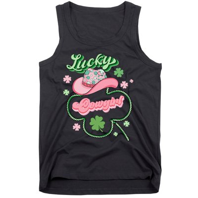 Lucky Cowgirl Western St Patricks Day Women Cowboy Hat Tank Top