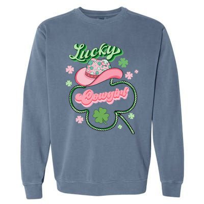 Lucky Cowgirl Western St Patricks Day Women Cowboy Hat Garment-Dyed Sweatshirt