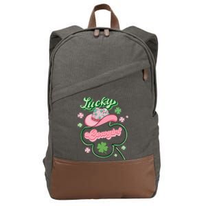 Lucky Cowgirl Western St Patricks Day Women Cowboy Hat Cotton Canvas Backpack