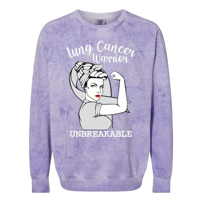 Lung Cancer Warrior Unbreakable Strong Awareness Gift Colorblast Crewneck Sweatshirt