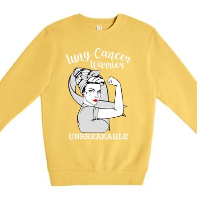 Lung Cancer Warrior Unbreakable Strong Awareness Gift Premium Crewneck Sweatshirt