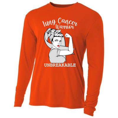 Lung Cancer Warrior Unbreakable Strong Awareness Gift Cooling Performance Long Sleeve Crew