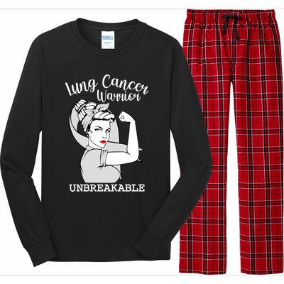 Lung Cancer Warrior Unbreakable Strong Awareness Gift Long Sleeve Pajama Set