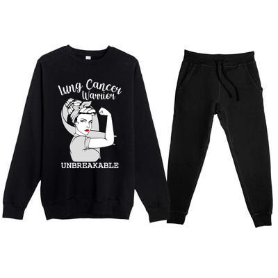 Lung Cancer Warrior Unbreakable Strong Awareness Gift Premium Crewneck Sweatsuit Set