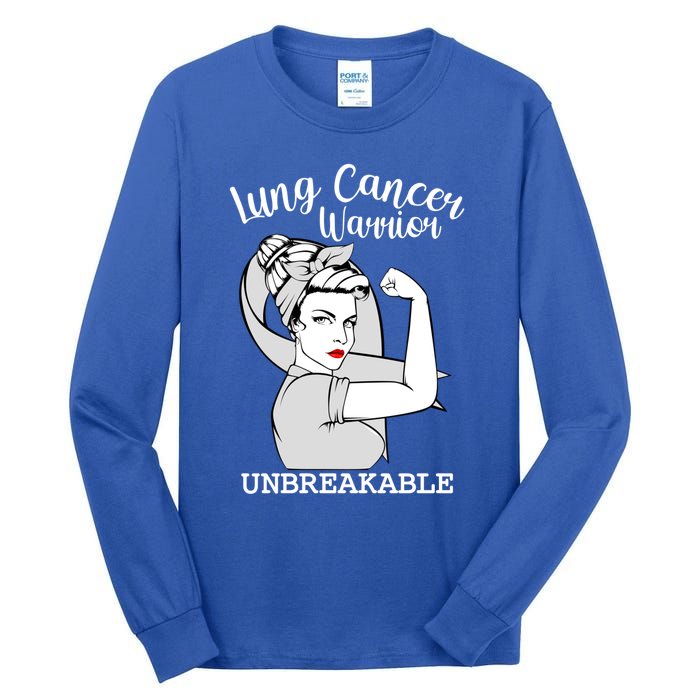 Lung Cancer Warrior Unbreakable Strong Awareness Gift Tall Long Sleeve T-Shirt