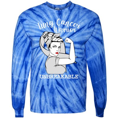 Lung Cancer Warrior Unbreakable Strong Awareness Gift Tie-Dye Long Sleeve Shirt