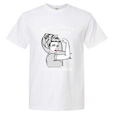 Lung Cancer Warrior Unbreakable Strong Awareness Gift Garment-Dyed Heavyweight T-Shirt