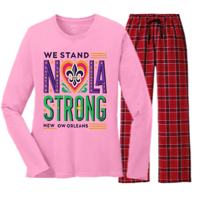 Louisiana Culture We Stand Nola Strong Women's Long Sleeve Flannel Pajama Set 