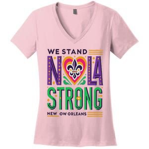 Louisiana Culture We Stand Nola Strong Women's V-Neck T-Shirt