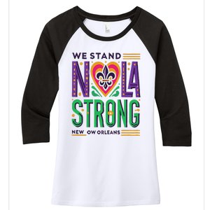 Louisiana Culture We Stand Nola Strong Women's Tri-Blend 3/4-Sleeve Raglan Shirt