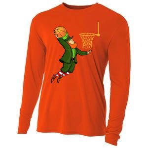 Leprechaun Dunking A Basketball St Patricks Day Gift Cooling Performance Long Sleeve Crew