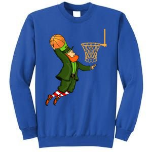 Leprechaun Dunking A Basketball St Patricks Day Gift Tall Sweatshirt