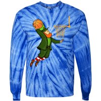 Leprechaun Dunking A Basketball St Patricks Day Gift Tie-Dye Long Sleeve Shirt