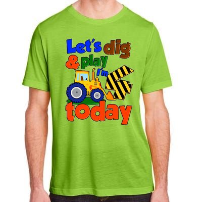 Let's Dig And Play I'm 4 Four Today 4th Birthday Party Excavator Adult ChromaSoft Performance T-Shirt