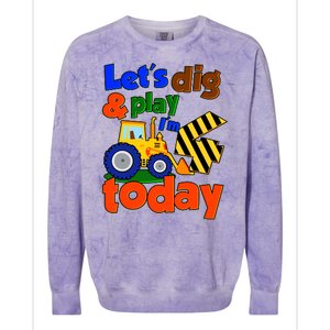 Let's Dig And Play I'm 4 Four Today 4th Birthday Party Excavator Colorblast Crewneck Sweatshirt