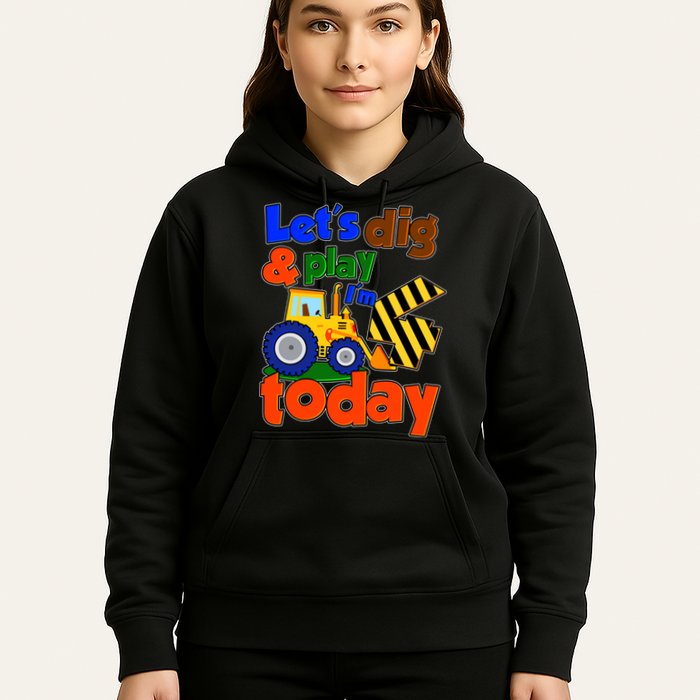 Let's Dig And Play I'm 4 Four Today 4th Birthday Party Excavator Hoodie