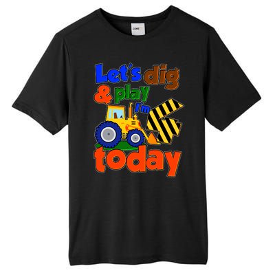 Let's Dig And Play I'm 4 Four Today 4th Birthday Party Excavator Tall Fusion ChromaSoft Performance T-Shirt