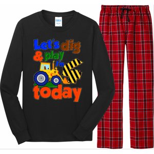 Let's Dig And Play I'm 4 Four Today 4th Birthday Party Excavator Long Sleeve Pajama Set