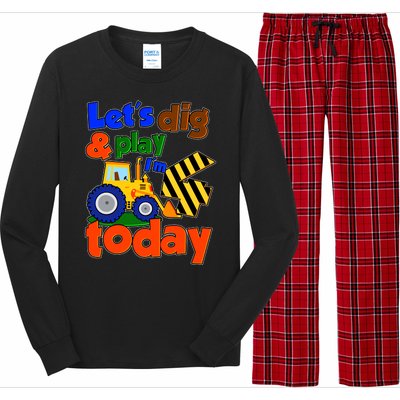 Let's Dig And Play I'm 4 Four Today 4th Birthday Party Excavator Long Sleeve Pajama Set