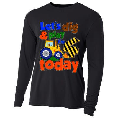 Let's Dig And Play I'm 4 Four Today 4th Birthday Party Excavator Cooling Performance Long Sleeve Crew