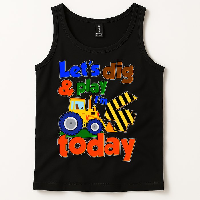 Let's Dig And Play I'm 4 Four Today 4th Birthday Party Excavator Tank Top