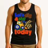 Let's Dig And Play I'm 4 Four Today 4th Birthday Party Excavator Tank Top