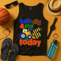 Let's Dig And Play I'm 4 Four Today 4th Birthday Party Excavator Tank Top