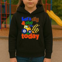 Let's Dig And Play I'm 4 Four Today 4th Birthday Party Excavator Kids Hoodie