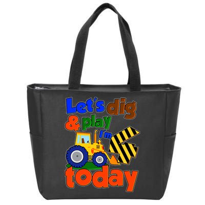 Let's Dig And Play I'm 4 Four Today 4th Birthday Party Excavator Zip Tote Bag