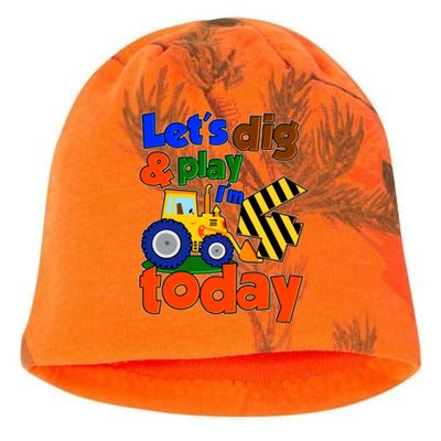 Let's Dig And Play I'm 4 Four Today 4th Birthday Party Excavator Kati - Camo Knit Beanie