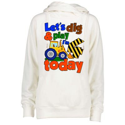 Let's Dig And Play I'm 4 Four Today 4th Birthday Party Excavator Womens Funnel Neck Pullover Hood