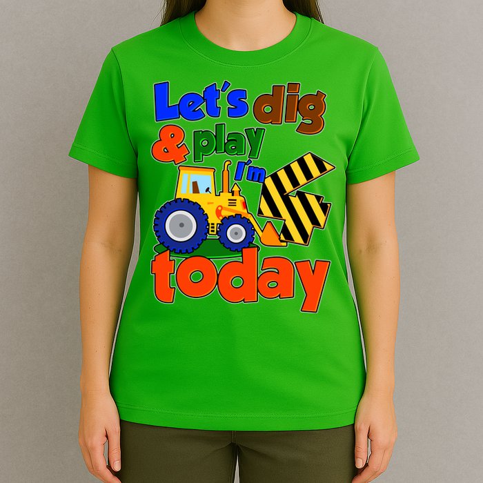 Let's Dig And Play I'm 4 Four Today 4th Birthday Party Excavator T-Shirt