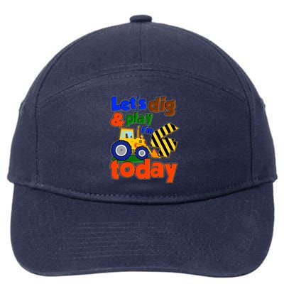 Let's Dig And Play I'm 4 Four Today 4th Birthday Party Excavator 7-Panel Snapback Hat