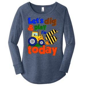 Let's Dig And Play I'm 4 Four Today 4th Birthday Party Excavator Women's Perfect Tri Tunic Long Sleeve Shirt