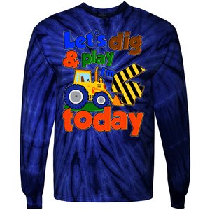 Let's Dig And Play I'm 4 Four Today 4th Birthday Party Excavator Tie-Dye Long Sleeve Shirt