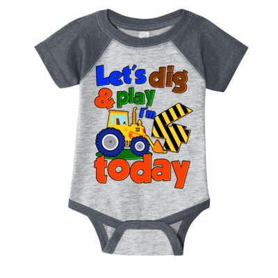 Let's Dig And Play I'm 4 Four Today 4th Birthday Party Excavator Infant Baby Jersey Bodysuit