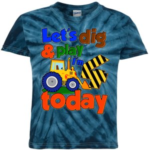 Let's Dig And Play I'm 4 Four Today 4th Birthday Party Excavator Kids Tie-Dye T-Shirt