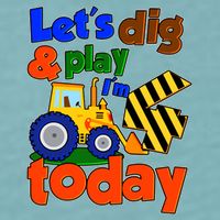 Let's Dig And Play I'm 4 Four Today 4th Birthday Party Excavator Sueded Cloud Jersey T-Shirt