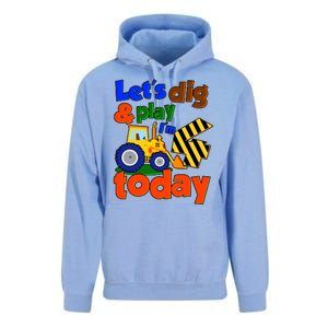 Let's Dig And Play I'm 4 Four Today 4th Birthday Party Excavator Unisex Surf Hoodie