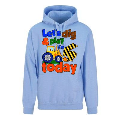 Let's Dig And Play I'm 4 Four Today 4th Birthday Party Excavator Unisex Surf Hoodie