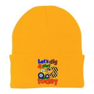 Let's Dig And Play I'm 3 Three Today 3rd Birthday Party Excavator Knit Cap Winter Beanie