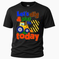 Let's Dig And Play I'm 3 Three Today 3rd Birthday Party Excavator Performance Shirt