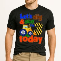 Let's Dig And Play I'm 3 Three Today 3rd Birthday Party Excavator Performance Shirt