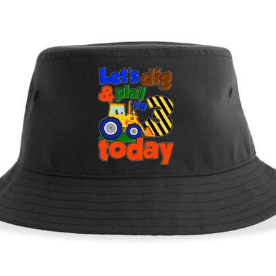 Let's Dig And Play I'm 3 Three Today 3rd Birthday Party Excavator Sustainable Bucket Hat