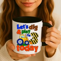 Let's Dig And Play I'm 3 Three Today 3rd Birthday Party Excavator Mug