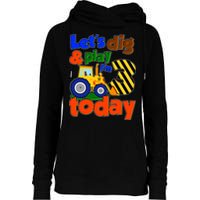Let's Dig And Play I'm 3 Three Today 3rd Birthday Party Excavator Womens Funnel Neck Pullover Hood
